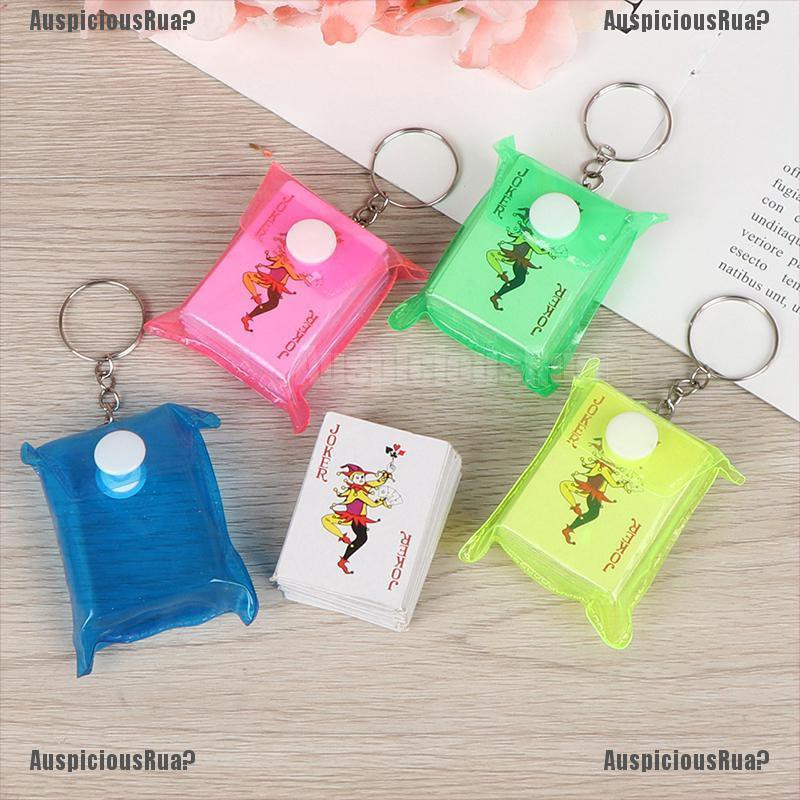 1PC 3x4cm Portable Mini Playing Cards Poker Keychain  Small Board Game Key Chain