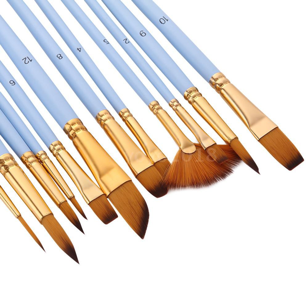 12Pcs Fine Detail Paint Brush Set Double Color Taklon Hair Paintbrushes ...