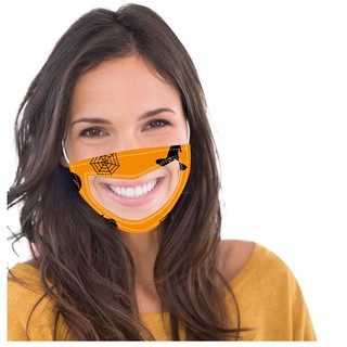 3pc halloween print face mask with clear vinyl mouth