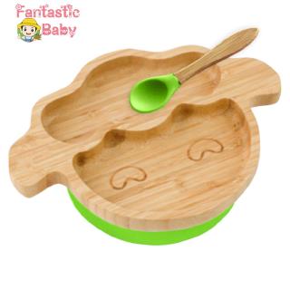 wooden baby plate