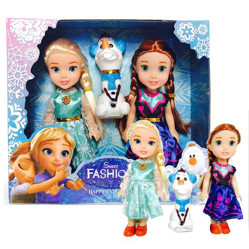 3pcs/set Frozen Princess Anna Elsa Dolls For Girls Toys Princess Anna