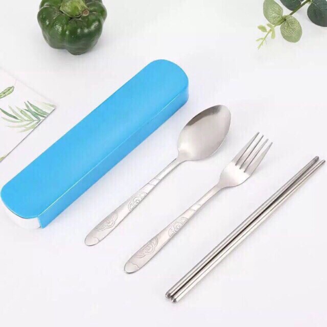 3 in 1 Spoon Fork And Chopsticks Set With Organizer | Shopee Philippines