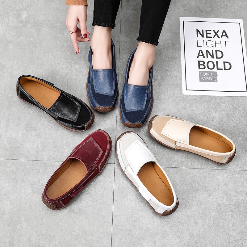 Hot Design Cod Korean Flat Shoes Suede Leather Loafers Slip on ...