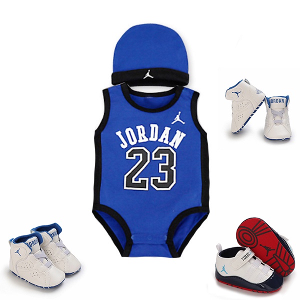 Baby Boy Basketball Jersey Romper+hat Set Newborn Baby Jersey Terno Jordan 23 Onesies Cotton Jumpsui