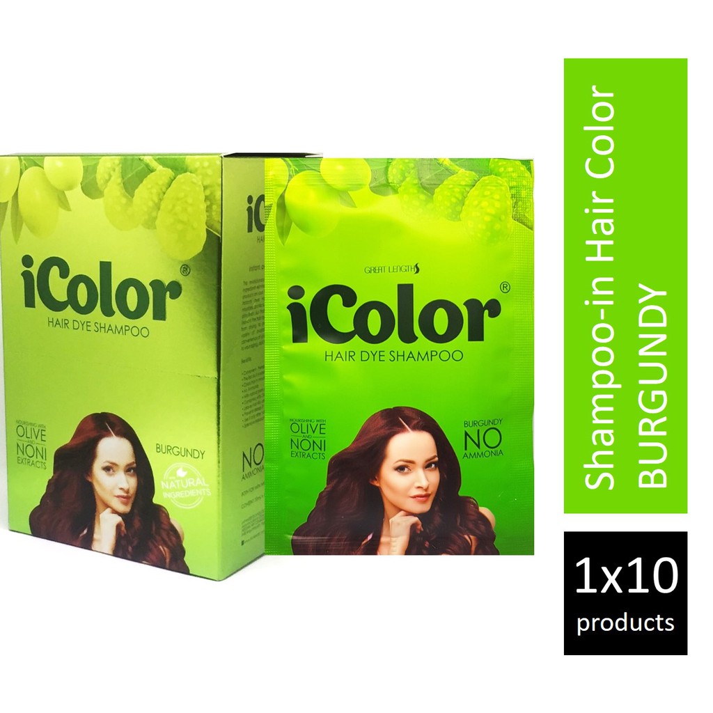 iColor Hair Dye Shampoo Burgundy 30ml Sachet x 10 Sachets Shopee