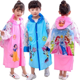 pvc cartoon Kids raincoat with schoolbag seat inflatable brim pupil rain coat free size