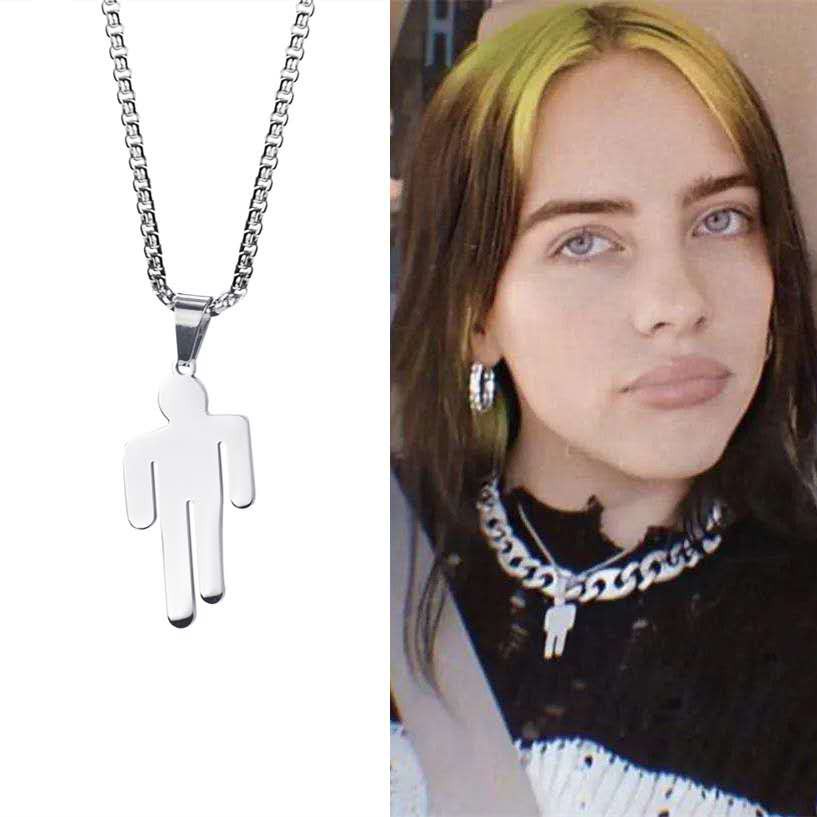 Stainess Steel Humanoid Pendant Hip Hop Necklace Billie Eilish Blohsh