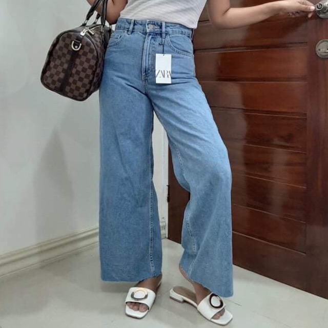 denim palazzo pants zara