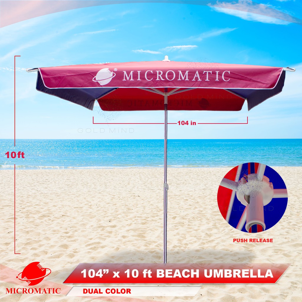 Micromatic 104 in Width x 10 ft Height, Square Beach Umbrella Dual