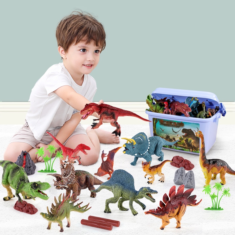 Dinosaur soft glue model toy vocal Triceratops and Tyrannosaurus Rex ...