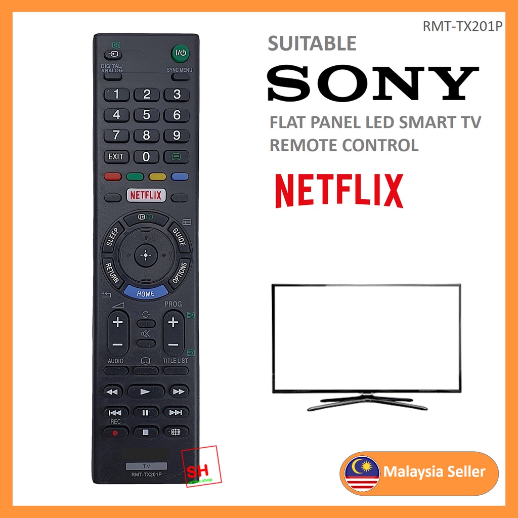 SONY Netflix Smart LED TV Remote Control For Replacement RMT-TX201P ...