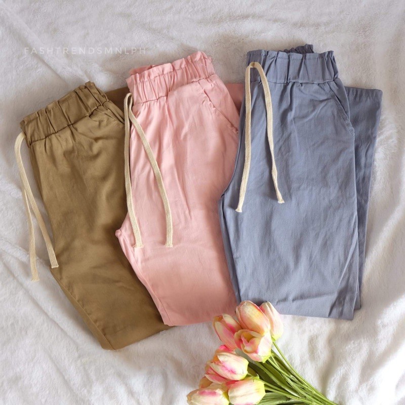PASTEL CANDY TROUSER PANTS W/ DRAWSTRING | Shopee Philippines