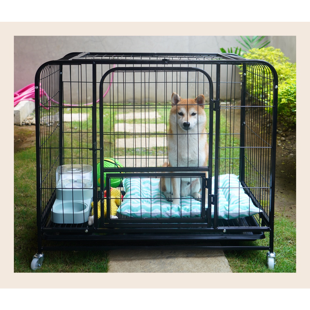 Dog Crate, Dog Cage, Dog Kennel with Four Wheels. and tray, for small