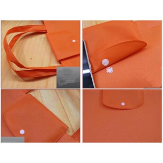Foldable Eco Bag With Button Horizontal Shopping  Shoulder Tote Handbag Reusable Non-woven Packaging #7