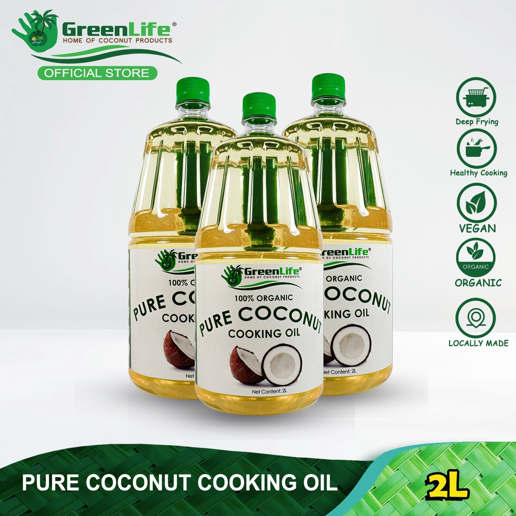 Organic Pure Coconut Cooking Oil 2L Set of 3 Deep Fry Healthy Cooking Oil NOT CANOLA OLIVE PALM