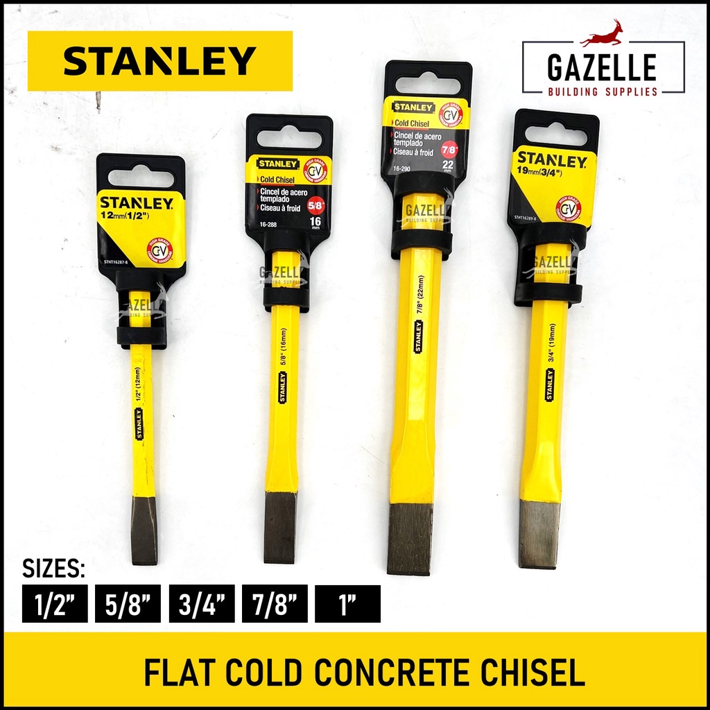 Stanley Flat Cold Concrete Chisel 1/2" / 5/8" / 3/4" / 7/8" / 1" 16