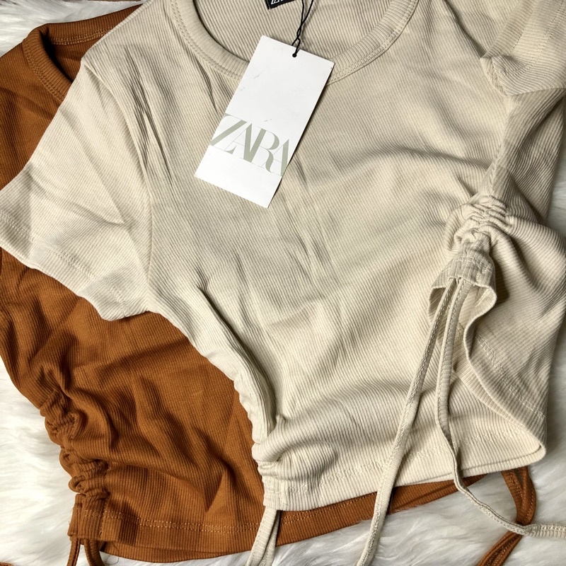 long sleeve ruched top zara