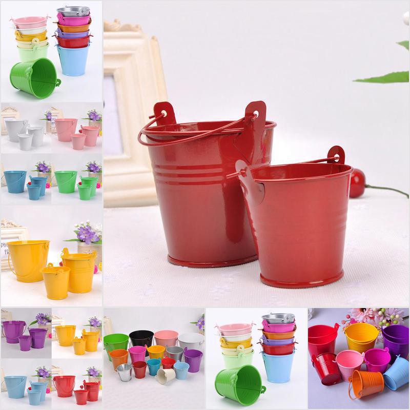 colored pails buckets