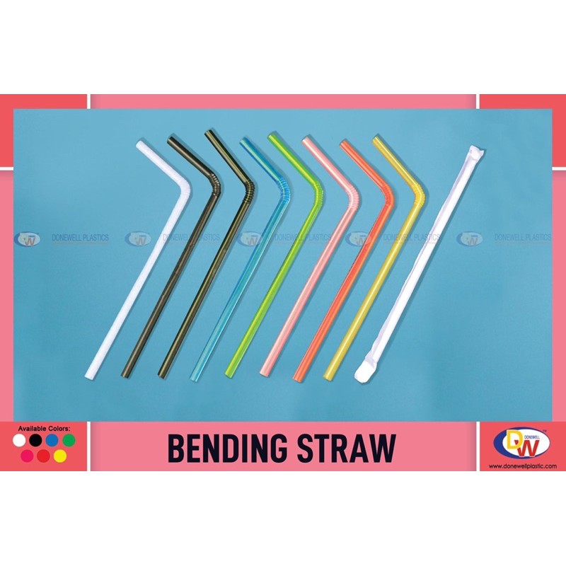 Bending Straw / Individually Wrapped Straw (Black, White) Shopee