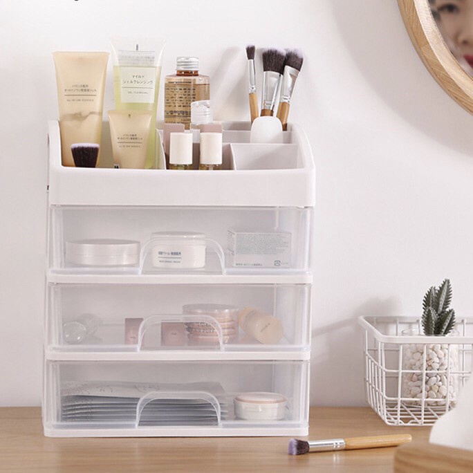 Big Plastic Makeup Drawer Organizer with Drawer 3 Tier Layer High