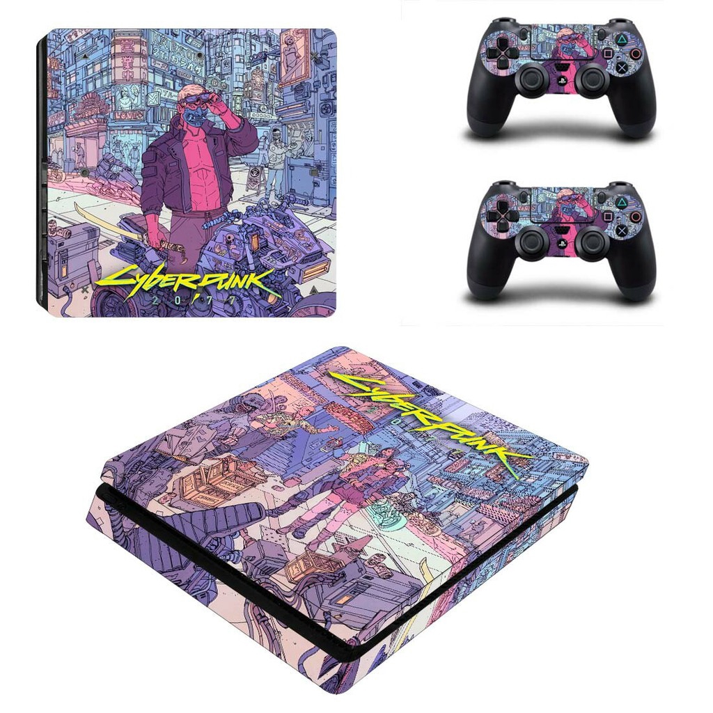 Cyberpunk 2077 themed skin sticker set For PS4 Slim 