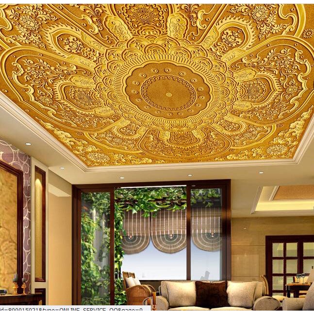 Custom 3D Ceiling Wallpaper, European Style Decorative Pattern Murals for  Living Room Bedroom Ceiling Wall Waterproof Wallpaper | Shopee Philippines