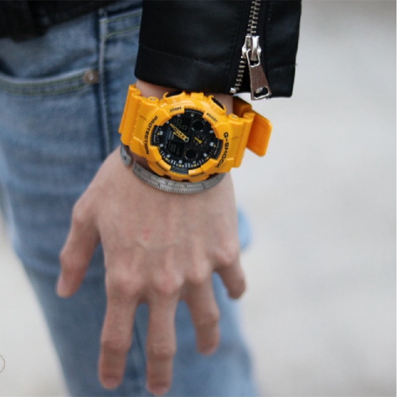Original G SHOCK (GA-100A-9ADR) Bumblebee joint limited Yellow Resin Band WatchIn stockCOD