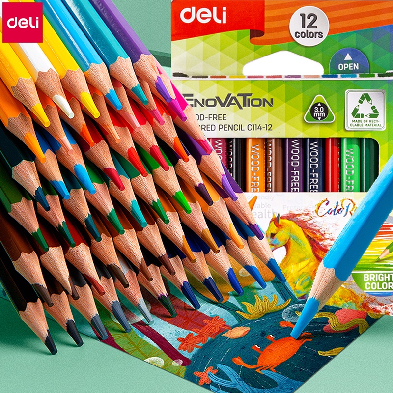 Deli 12-Color Colored Pencil Student Art Painting Color Pencil Set ...