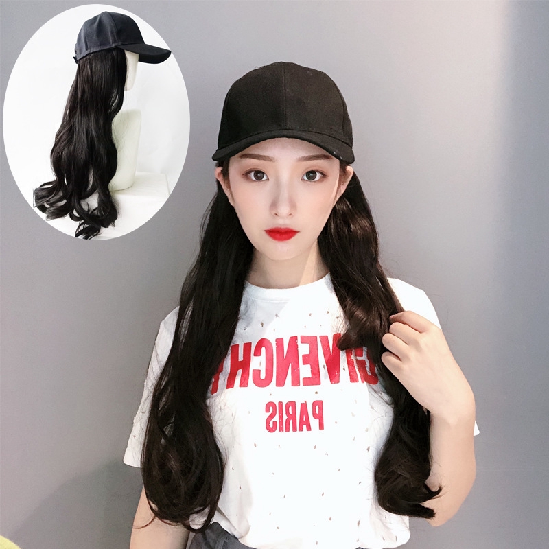 Fashion Long Curly Wavy Hair Wig Hats Baseball Hat With Hair