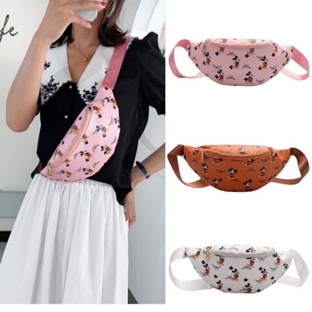 Tan 2128# Korean fashion Mickey belt bag sidebag | Shopee Philippines