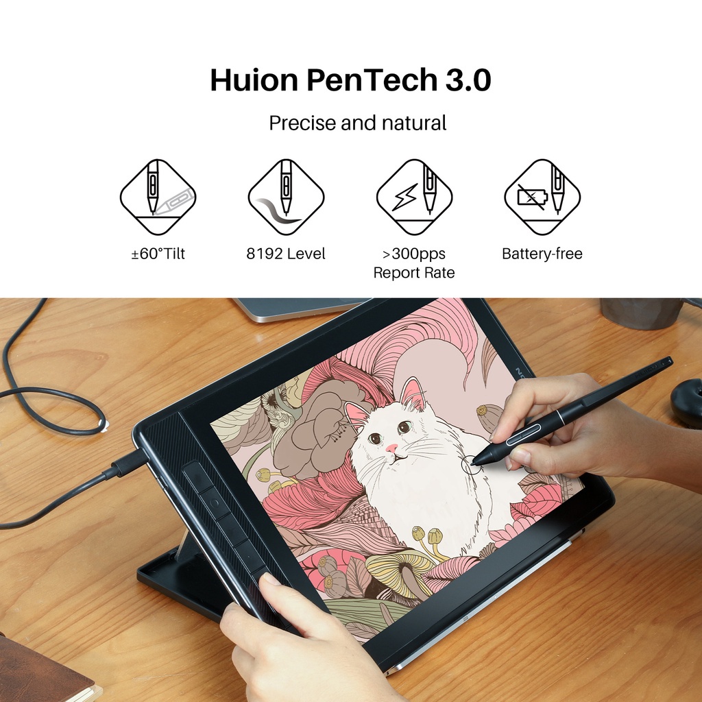 HUION Kamvas Pro 13 2.5k Drawing Tablet Pen Display with FullLaminated