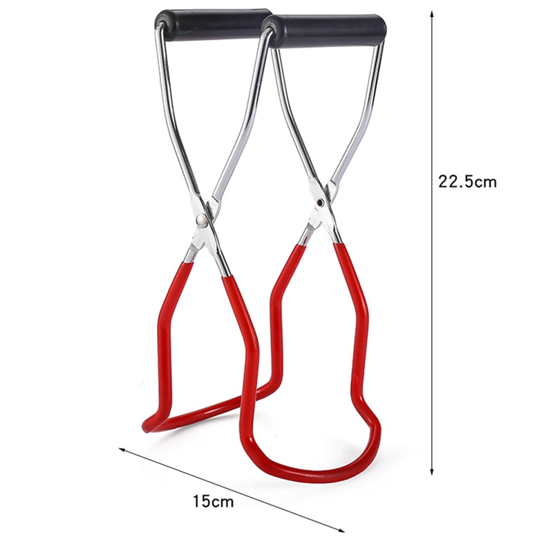 Non-slip Stainless Steel Canning Jar Lifter Canning Tongs Sturdy Canning Supplies with Rubber Grip and Silicone Covering Handle for Safe and Secure Grip 2 Pieces 