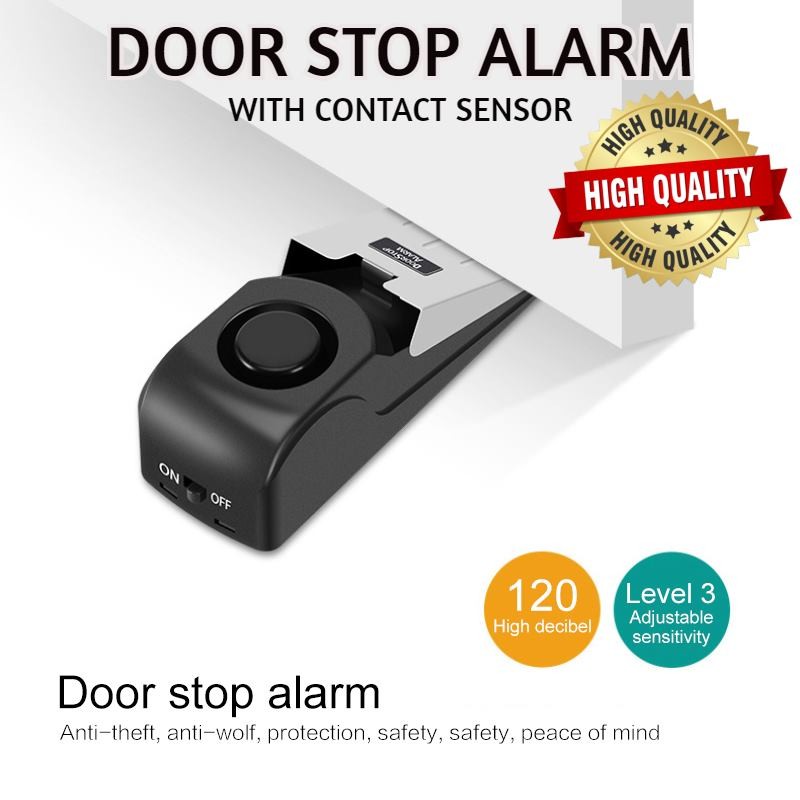Home Door Stop Alarm Portable Wireless Alert System Travel Safe Trigger