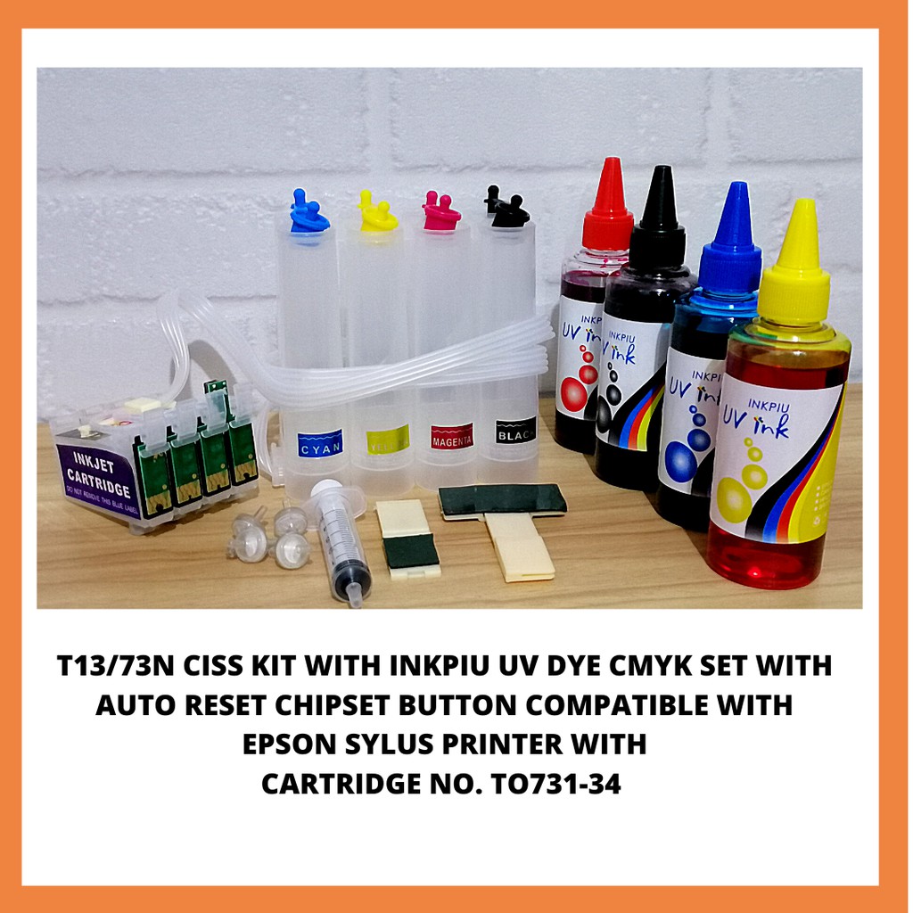 Ciss Kit T13 N73 Comp With Epson Stylus W Inkpiu Dye Cmyk Set Shopee Philippines