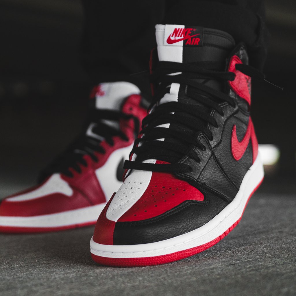 jordan 1 half red half black