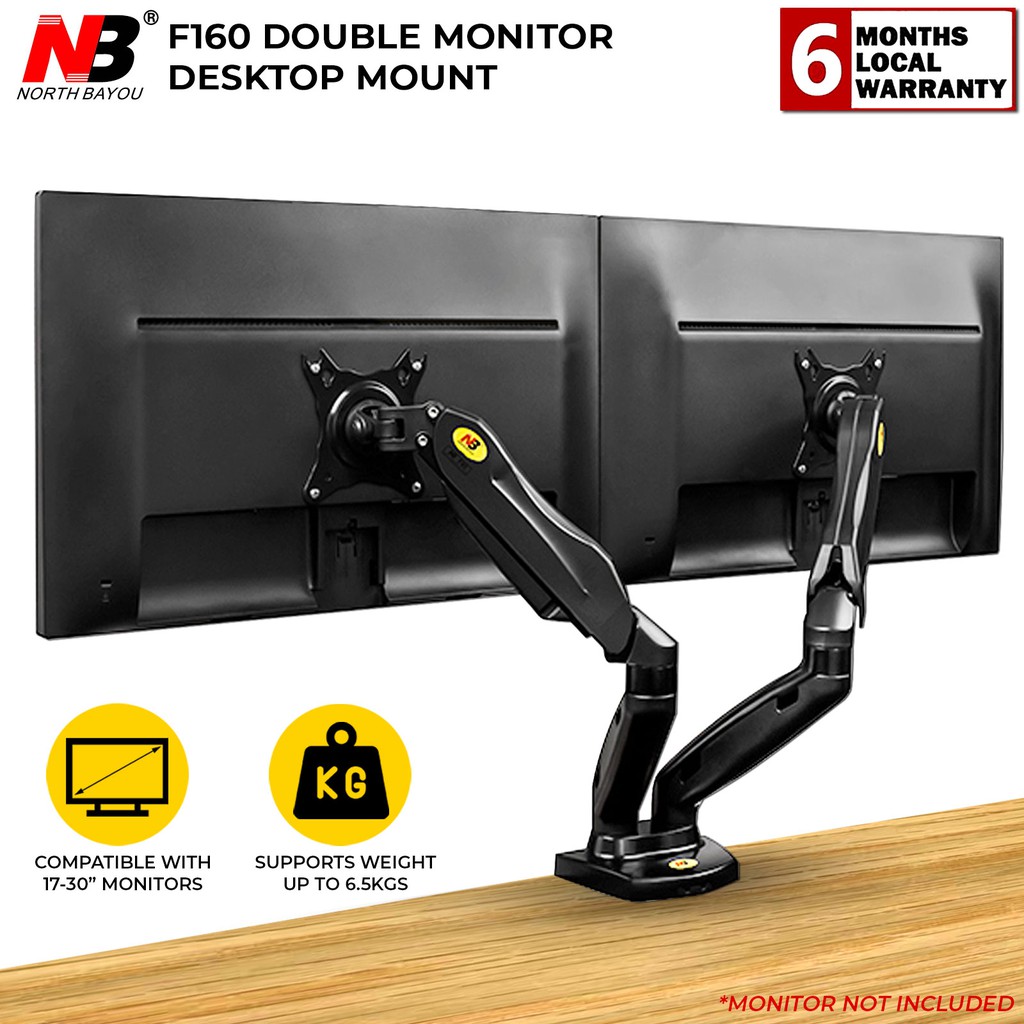 North Bayou NB F160 Dual Monitor Desktop Mount with Full Motion Swivel