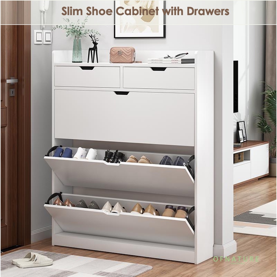 OFNATURE Tipping Shoe Rack 3 Tier Thin Flip Shoe Storage Organizer