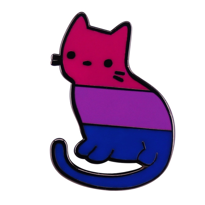 Lapel Pin Gift MYOSPARK Bisexual Cat Brooch Pin - LGBT Pride