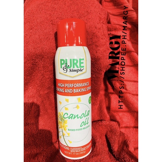 Pure & Simple Canola Oil Cooking & Baking Spray 17oz/ 482g Shopee