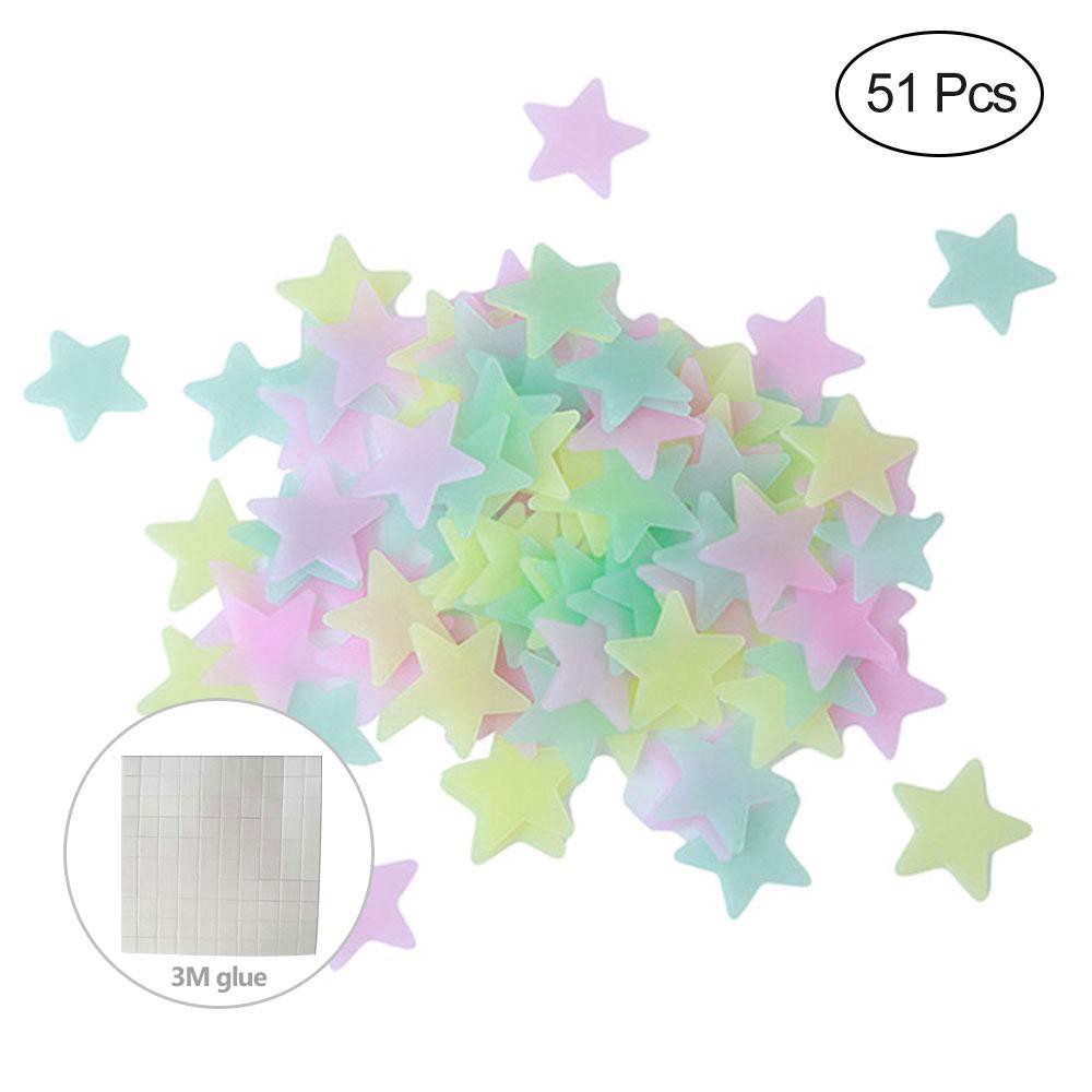 50 Pcs Luminous Stars Wall Stickers Ceiling Stickers Beautiful