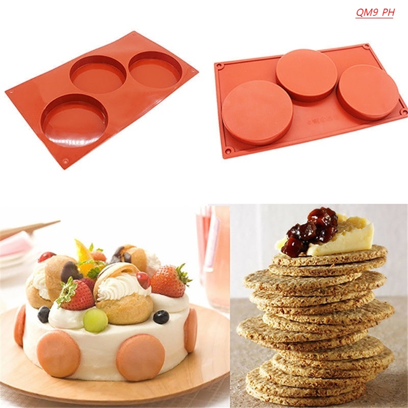 3-Cavity Silicone Disc Cake Pie Custard Mold