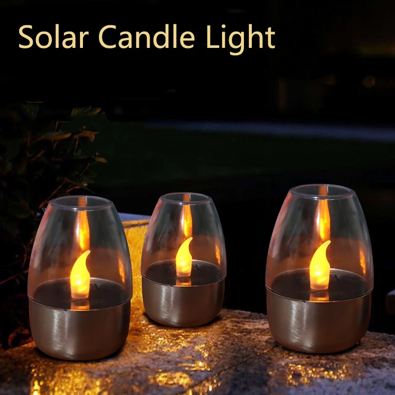 [Home Decoration] Creative Solar Stainless Steel LED Candle Lights