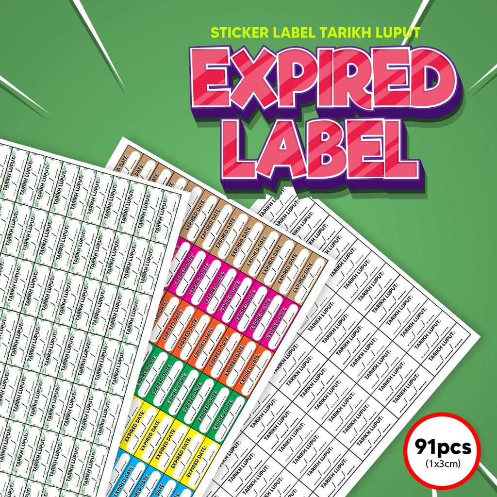 Expired Label Sticker / Sticker Label Tarikh Luput (91pcs) Shopee
