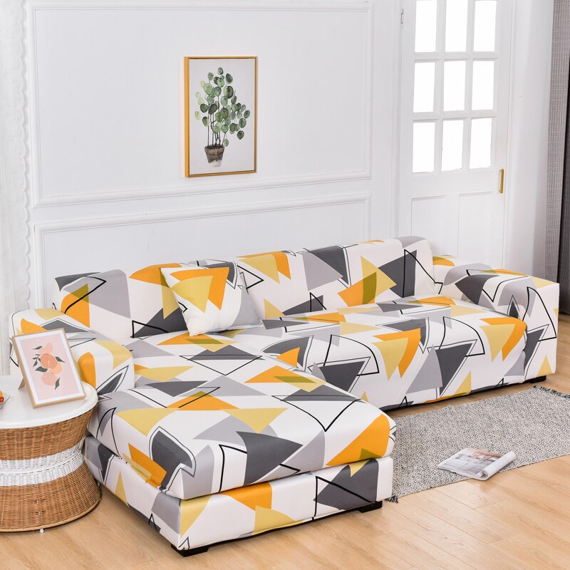 Square lattice printed L shape sofa covers for living room sofa protector  anti-dust elastic stretch | Shopee Philippines