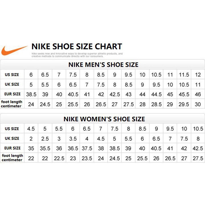 nike shoe size us to eu