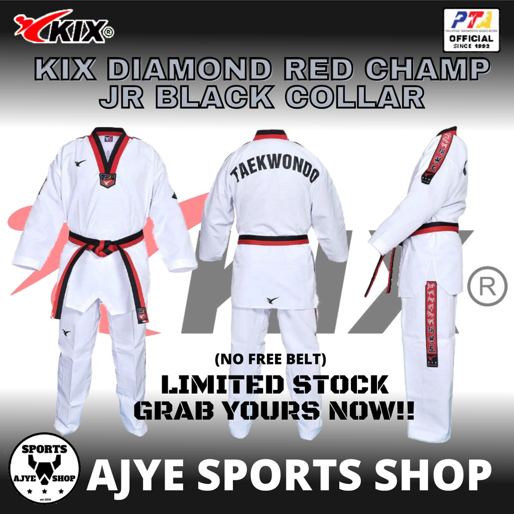 KIX TAEKWONDO RED CHAMP JR BLACK COLLAR DIAMOND Shopee Philippines