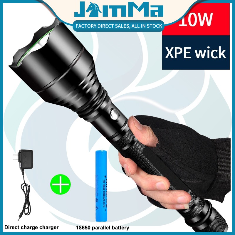 Rechargeable Flashlight, LED Torch, Super Bright 10000 Lumens CREE LED, IPX5 Water Resistant, 5 Modes High/Medium/Low/Strobe/SOS, Indoor/Outdoor actical LED Torch for Camping Hiking Emergency Home Use (18650 Battery Included)Self-defense flashlight ... Rechargeable Flashlight, LED Torch, Super Bright 10000 Lumens CREE LED, IPX5 Water Resistant, 5 Modes High/Medium/Low/Strobe/SOS, Indoor/Outdoor actical LED Torch for Camping Hiking Emergency Home Use (18650 Battery Included)Self-defense flashlight ...