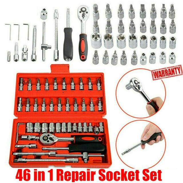 46pcs Tool Box Car Motorcycle Repair Set Hand Tools Home Service motor