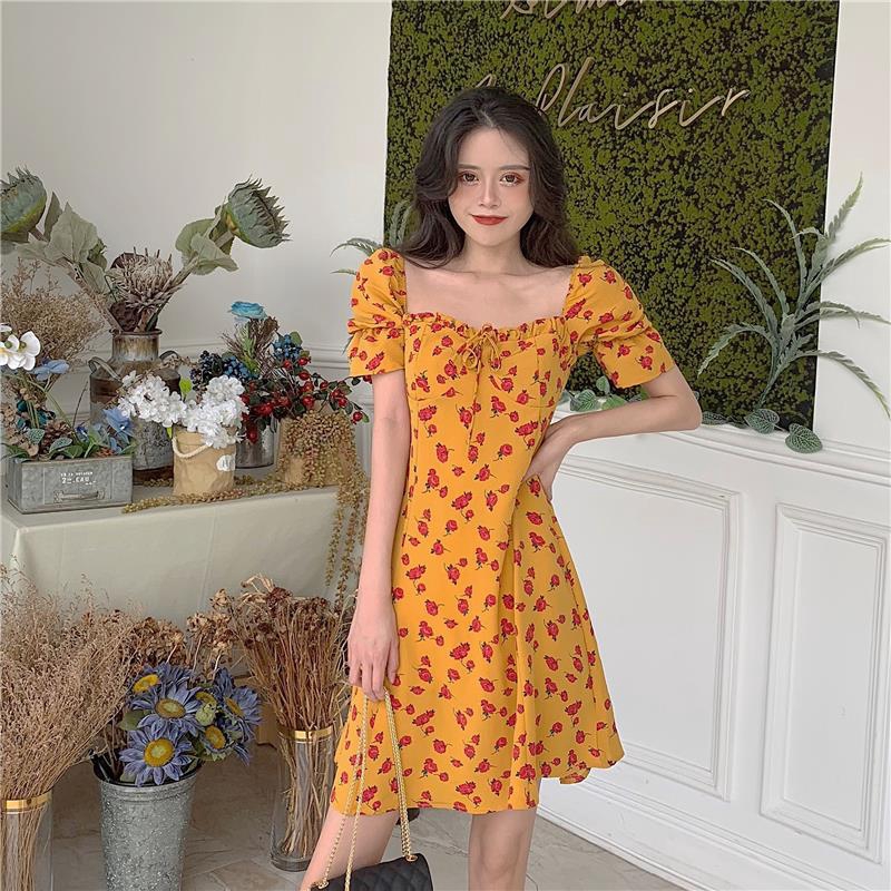 womens yellow floral dress