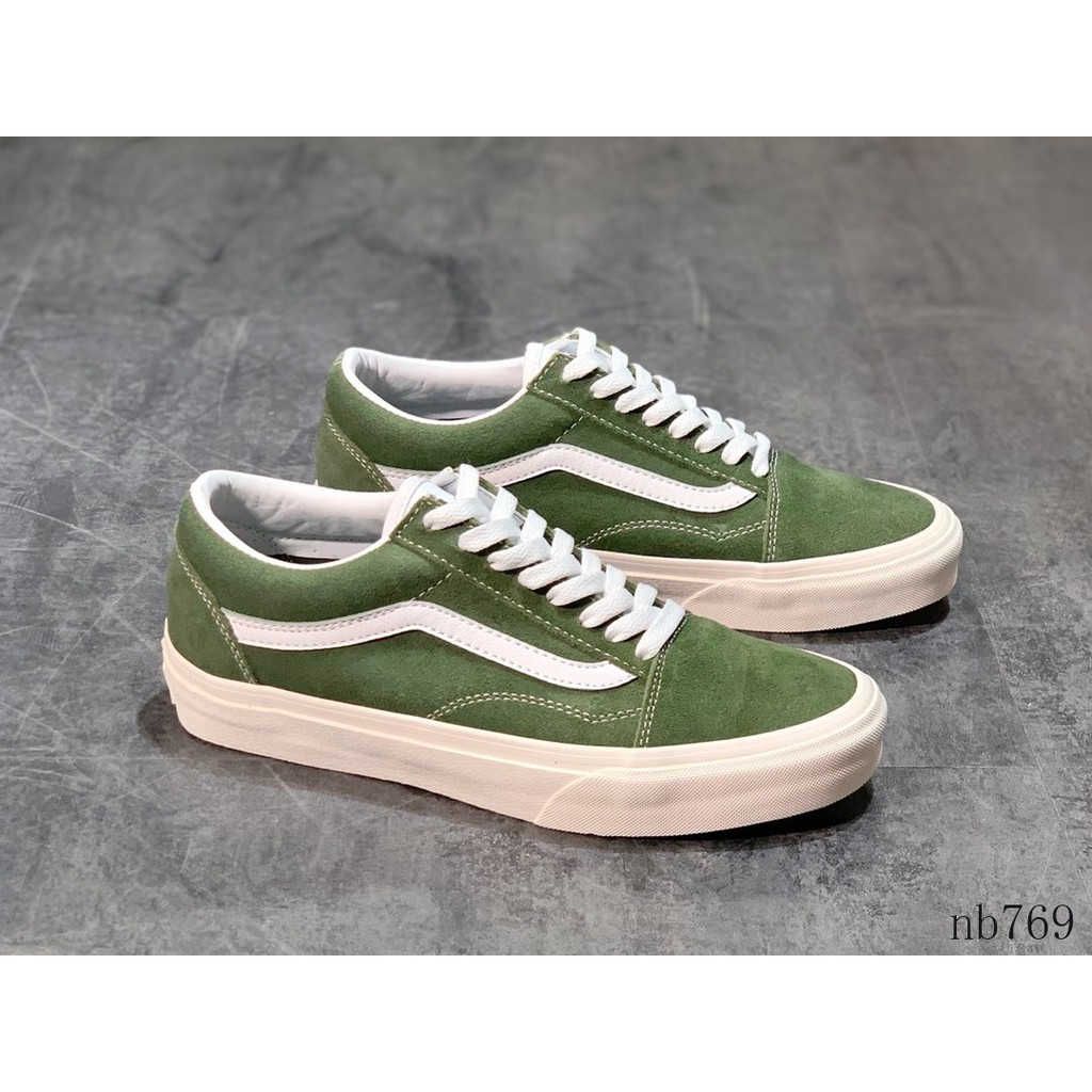 vans green pig suede old skool shoes